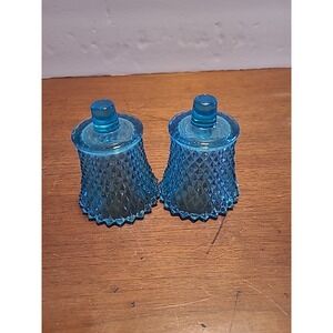 Vintage Home Interior Homco Blue Votive Cup Diamond Cut Candle Holder Set Of‎ 2